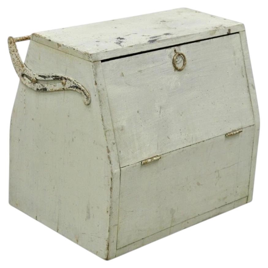 Vintage Arts & Crafts Wooden Green Painted Shoe Polish Box Tool Chest