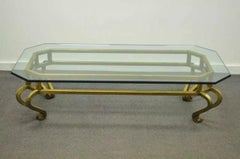 Vintage Arturo Pani Style Hollywood Regency Gold Gilt Iron & Glass Coffee Table
