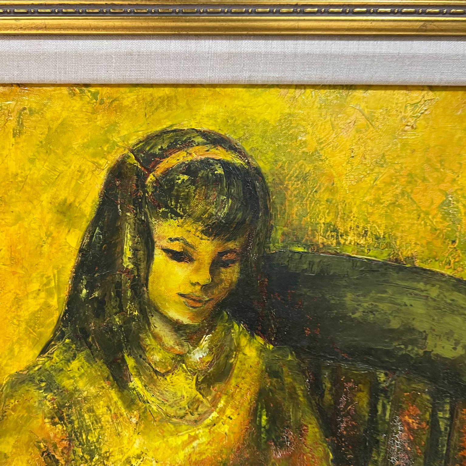 Vintage Artwork Painting Young Mother with Baby Signed Art In Good Condition For Sale In Chula Vista, CA