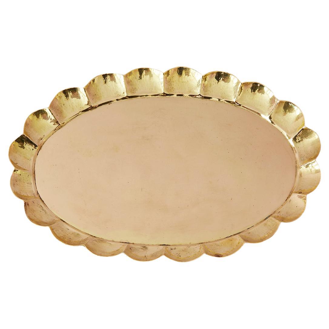 Vintage Arvid Johansson Wide Oval Brass Tray, Sweden, 20th Century