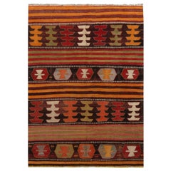Vintage Aryon Golden Brown Wool Kilim Rug with Vibrant Accents