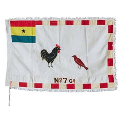 Vintage Asafo Flag in Cotton Appliqué Patterns by Fante People, Ghana, 1970's