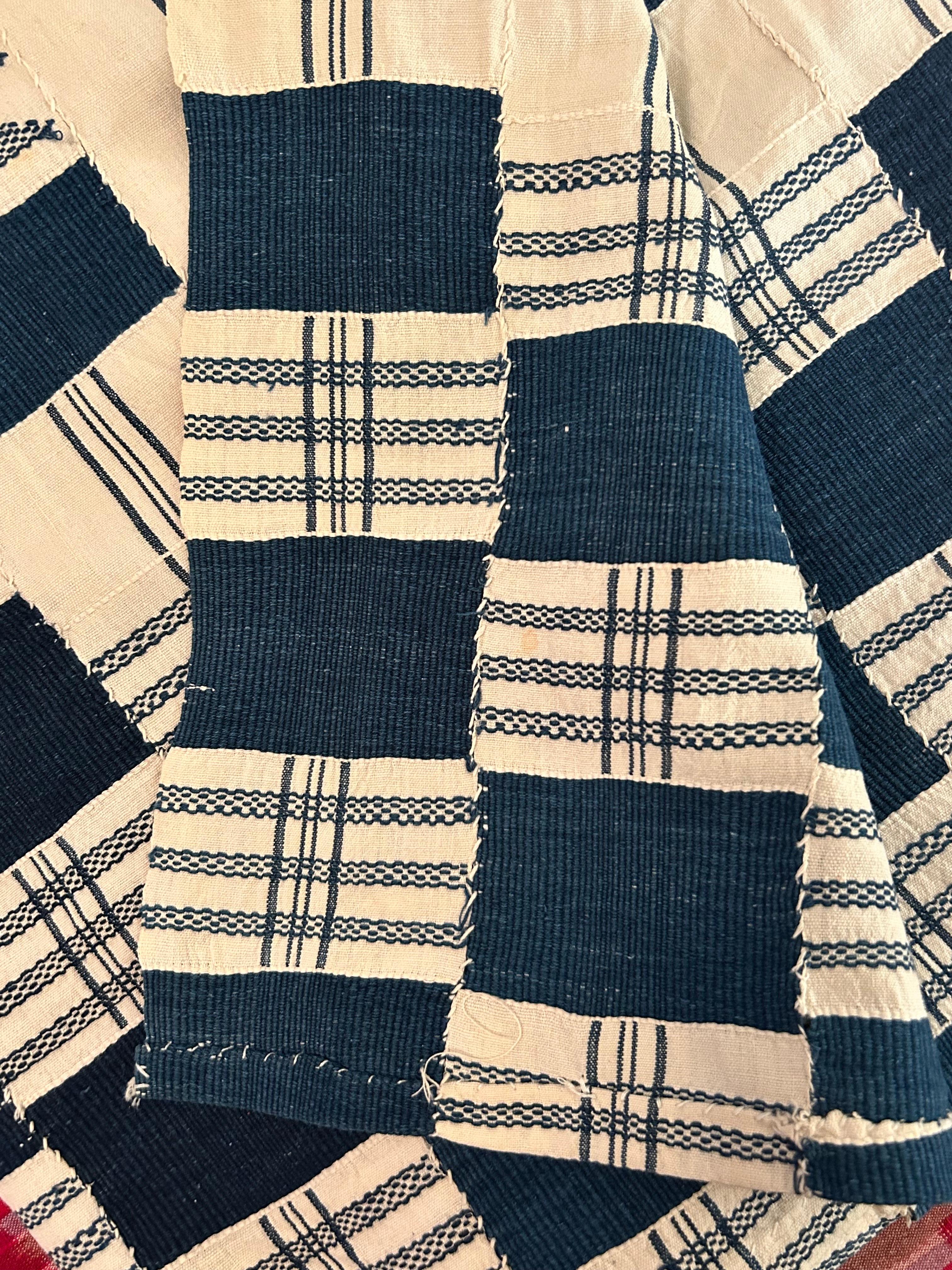 Vintage Asante Kente Textile in Blue and White, Ghana, 1930s In Good Condition In Copenhagen K, DK