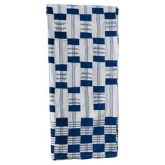 Vintage Asante Kente Textile in Blue and White, Ghana, 1930s