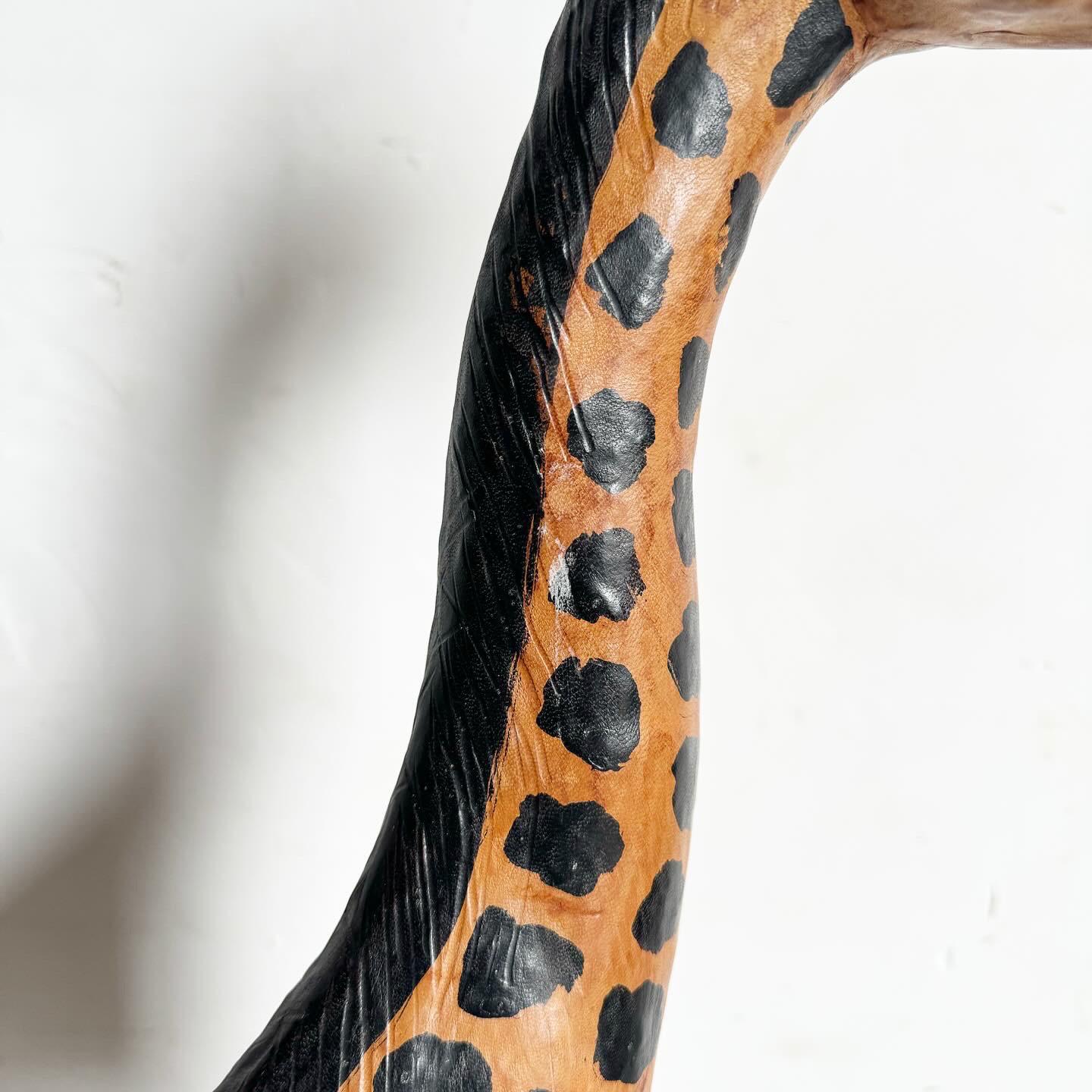 Vintage Ascending Leather Wrapped Giraffe Sculptures - Set of 3 For Sale 1