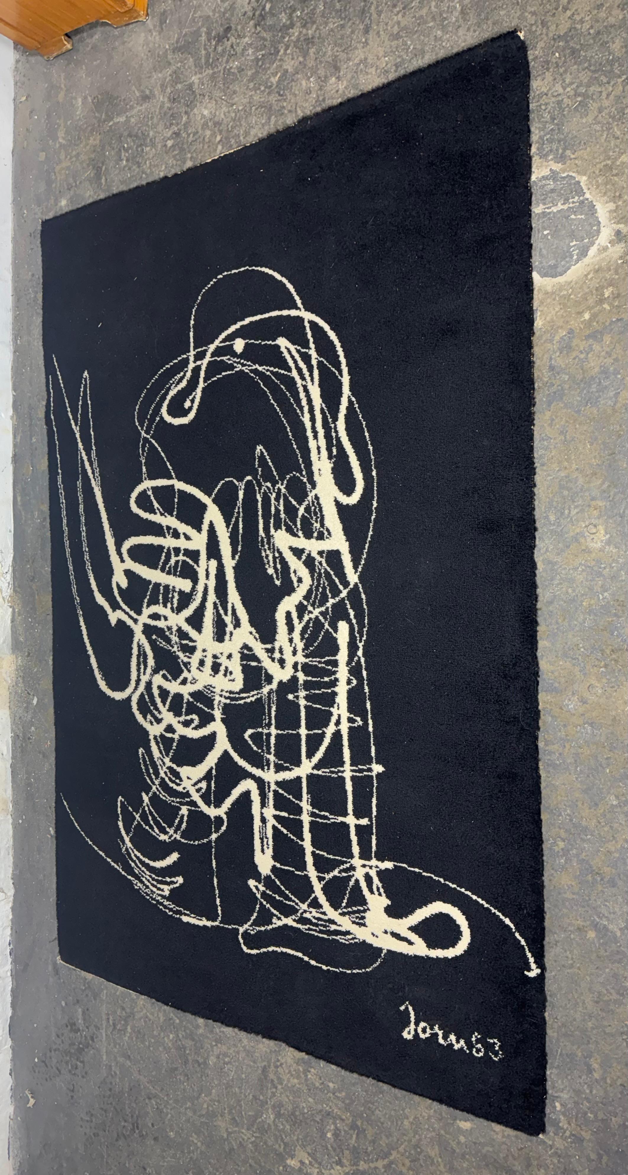 Metà XX secolo Tappeto vintage Asger Oluf Jorn Expressionist Art / Art Line Ege Denmark in vendita