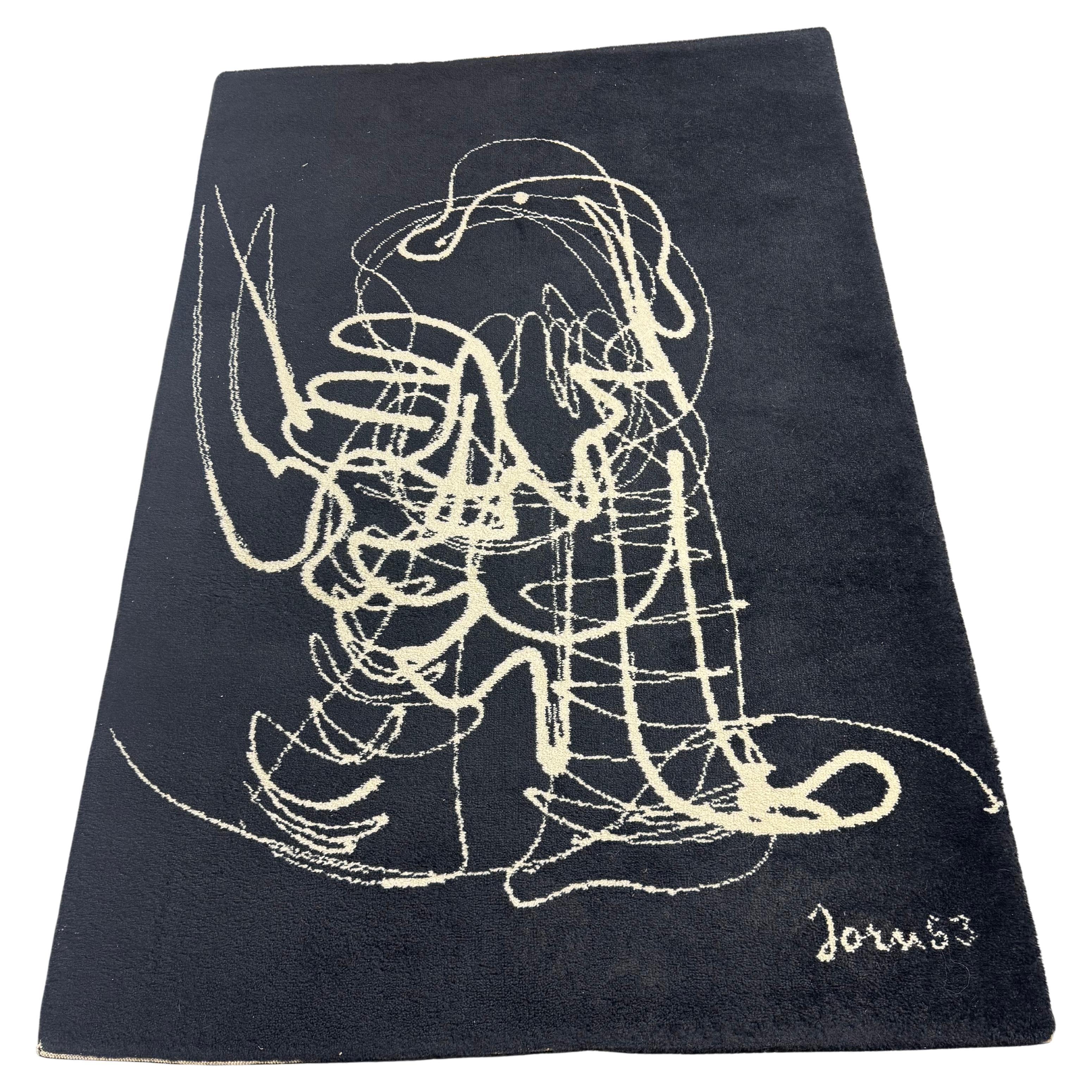 Vintage Asger Oluf Jorn Expressionist Art Rug / Art LINE Ege Axminster Denmark