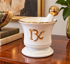 Vintage Asgrow Rx Line Pharmacy Advertising Porcelain Mortar and Pestle by Blair