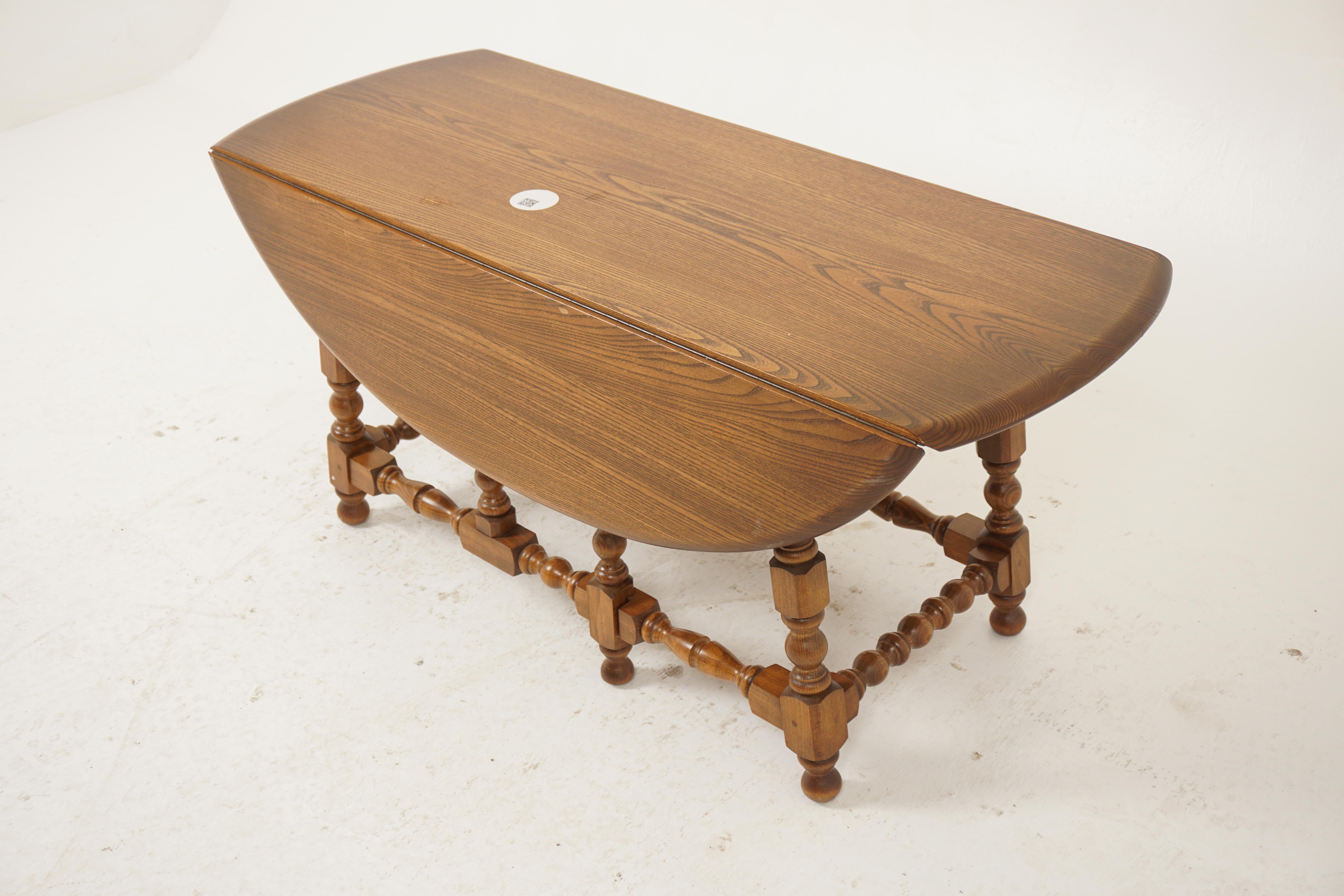Vintage Ash Coffee Table, Drop Leaf, Gateleg, Scotland 1930, H1106

Scotland 1930s
Solid Ash
Original finish
Solid ash top with a pair of rounded leaves on the sides
All standing on six turned legs and connected by stretchers
Nice quality and in