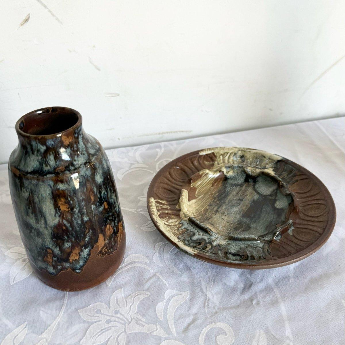 Vintage Ash Tray and Vase by Pottery Craft - 2 Pieces For Sale 5
