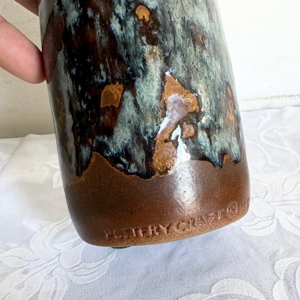 Rustic Vintage Ash Tray and Vase by Pottery Craft - 2 Pieces For Sale