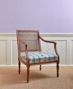 Vintage Ash wood Armchair with New Upholstery, France 19th Century
