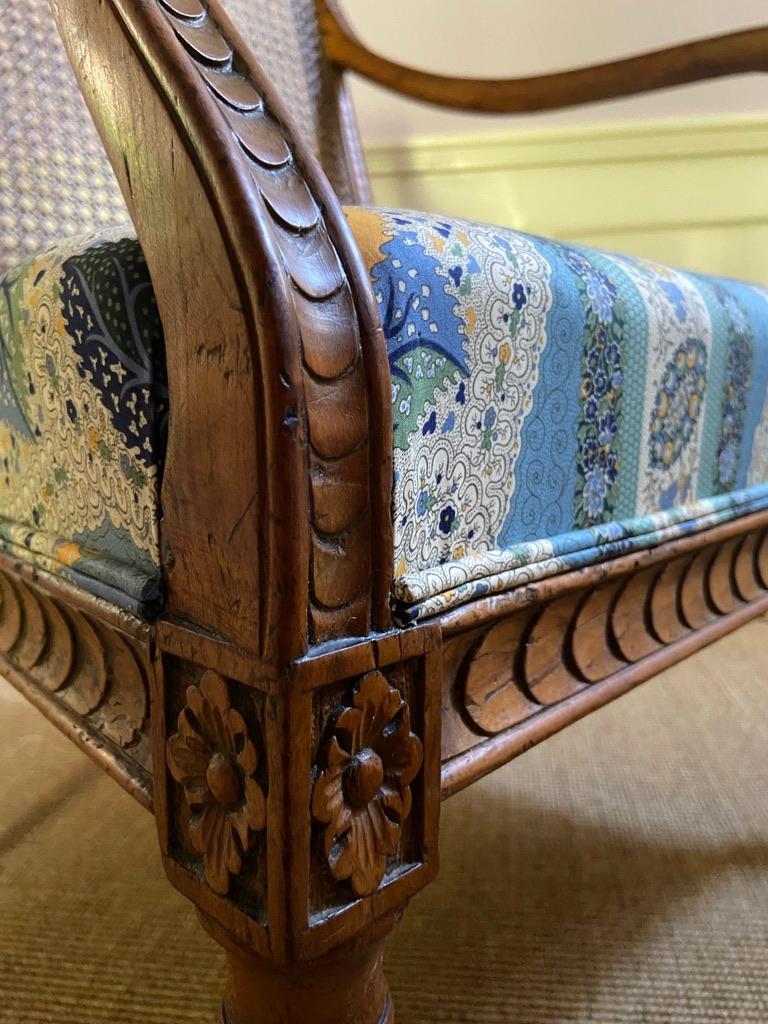 Vintage Ash wood Armchair with New Upholstery, France 19th Century 3