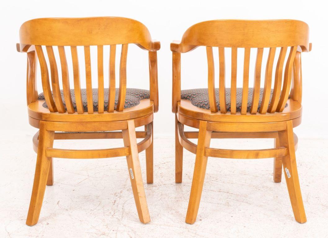 20th Century Vintage Ash Wood Banker's Chairs, Pair For Sale
