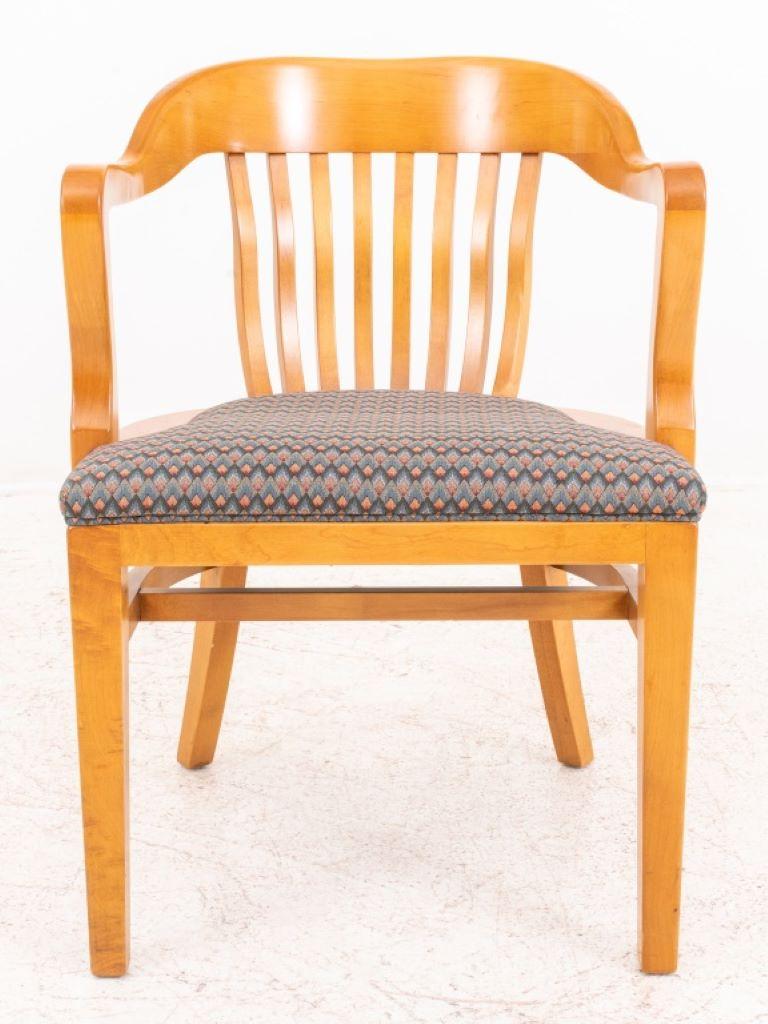 Vintage Ash Wood Banker's Chairs, Pair For Sale 1