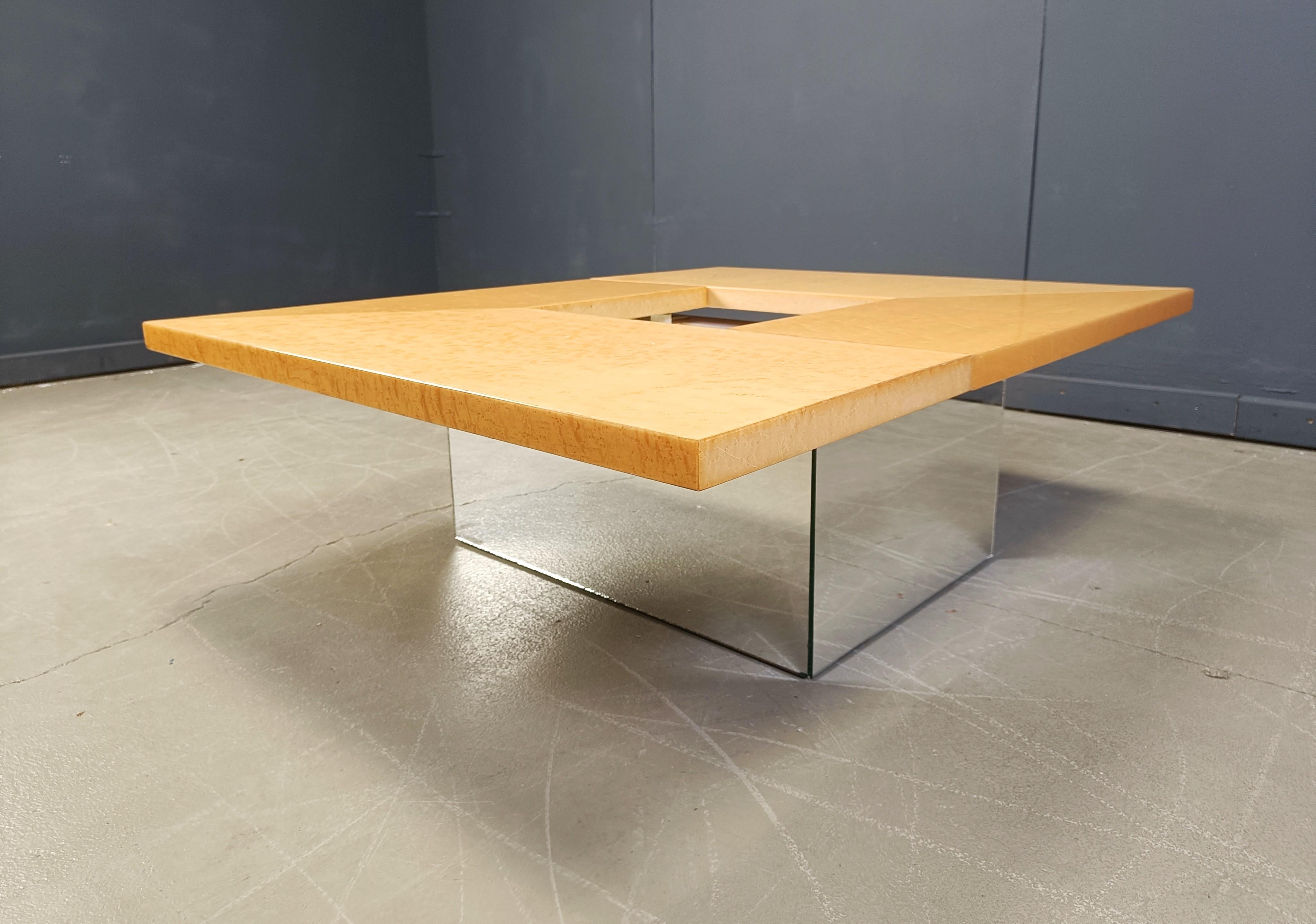 italien Table basse vintage en bois de frêne de Paul Michel, années 1970 en vente