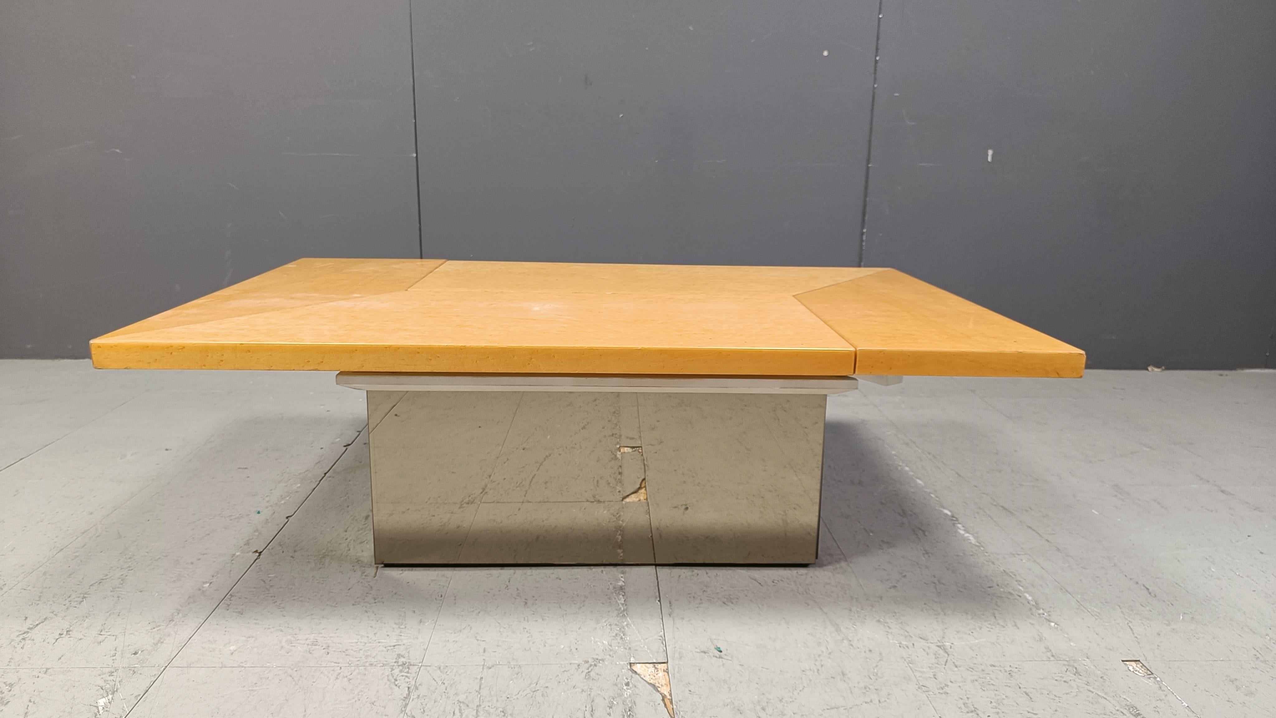 Italian Vintage ash wood coffee table by Paul Michel, 1970s For Sale