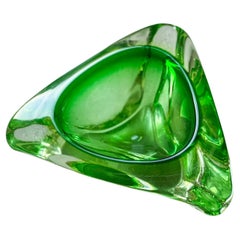Vintage Ashtray in Green Sommerso Murano Glass, Coffee Table Accent, Collectible