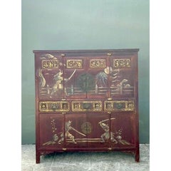 Vintage Asian 18th Century Hand Painted Cabinet