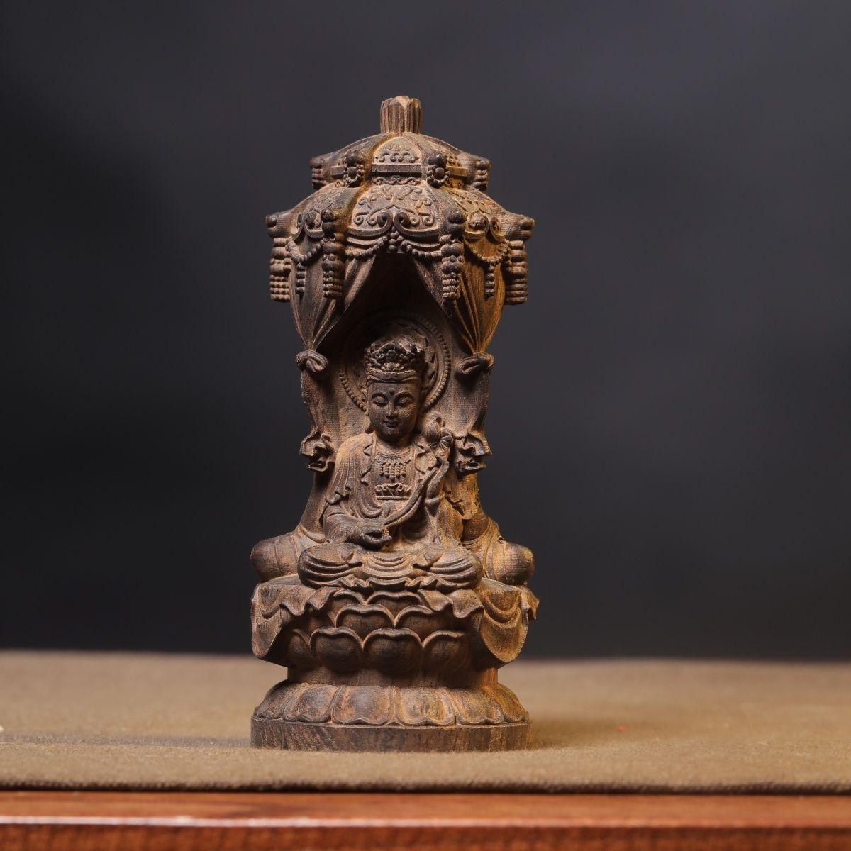 19th Century Vintage Asian Agarwood Carving Western Pure Land Three Holy Statues For Sale