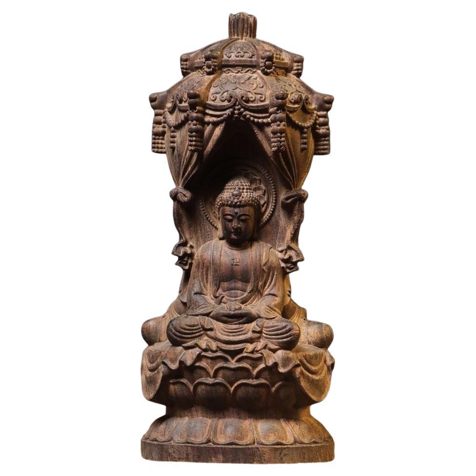 Vintage Asian Agarwood Carving Western Pure Land Three Holy Statues For Sale 2