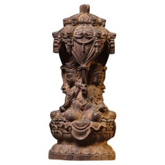 Vintage Asian Agarwood Carving Western Pure Land Three Holy Statues