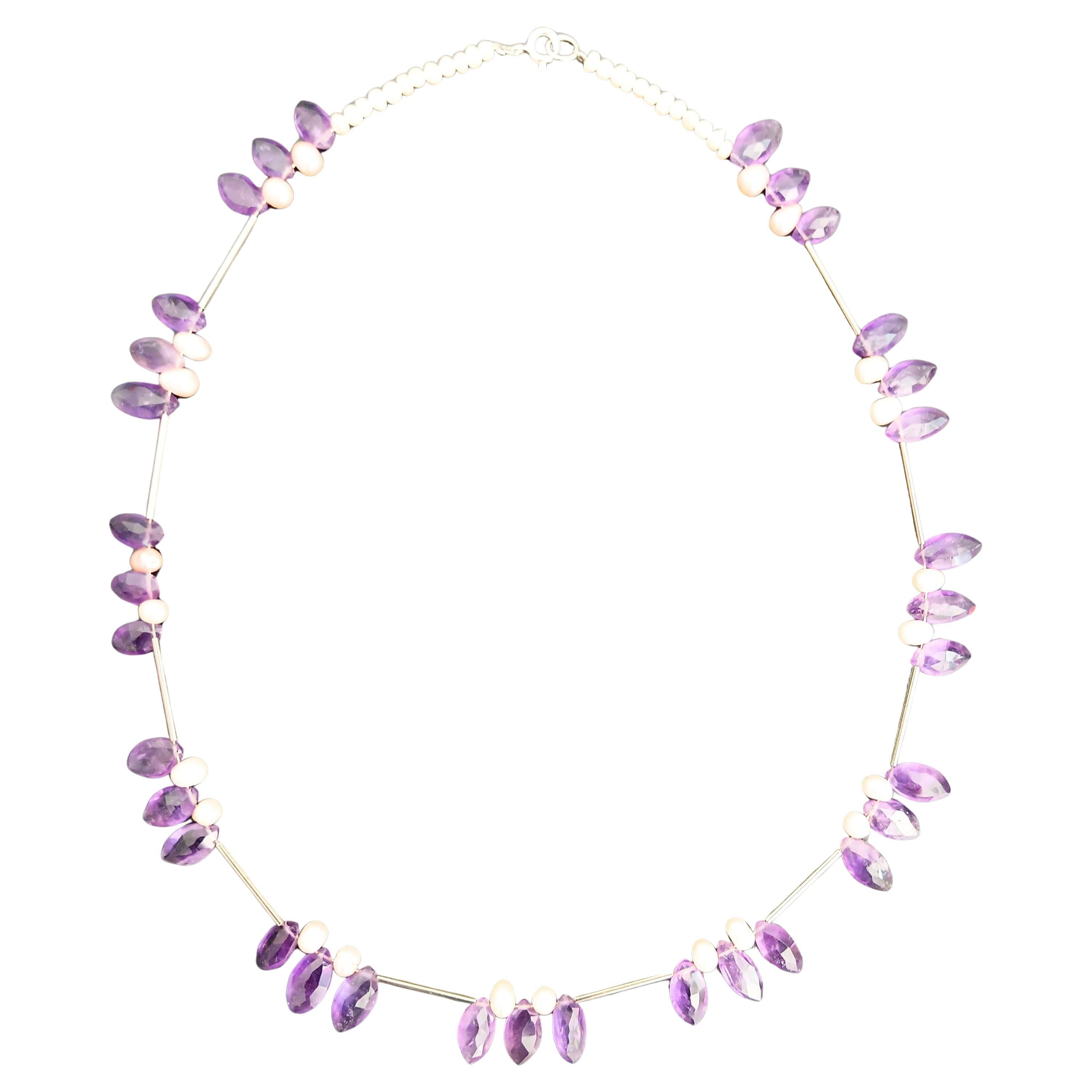 Collier vintage asiatique en perles d
améthyste en forme de larme