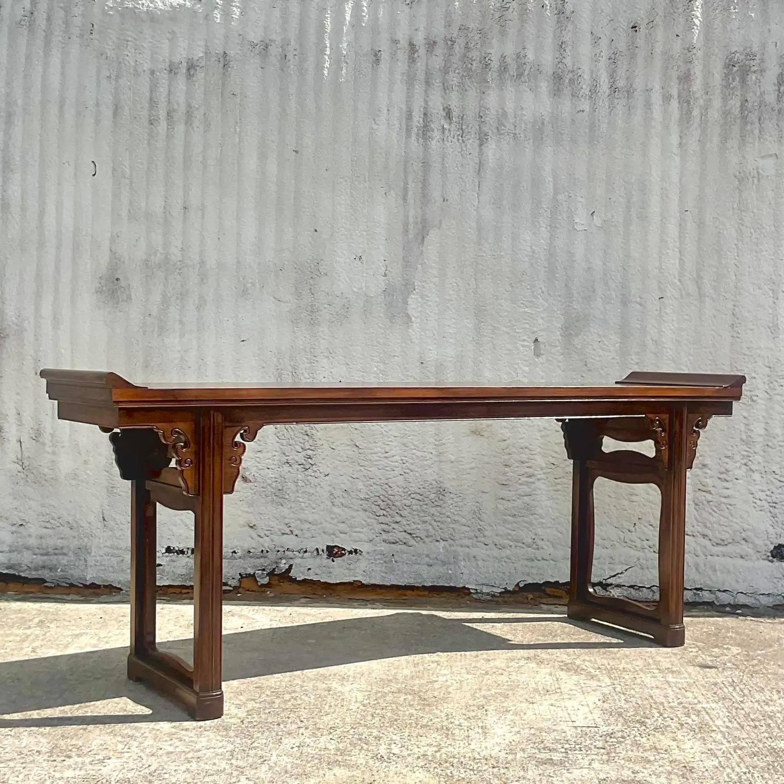North American Vintage Asian Baker Furniture Altar Console Table