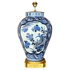 Vintage Asian Blue and White Floral Lamp