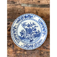 Vintage Asian Blue Flow Glazed Ceramic Plates - Set of 4