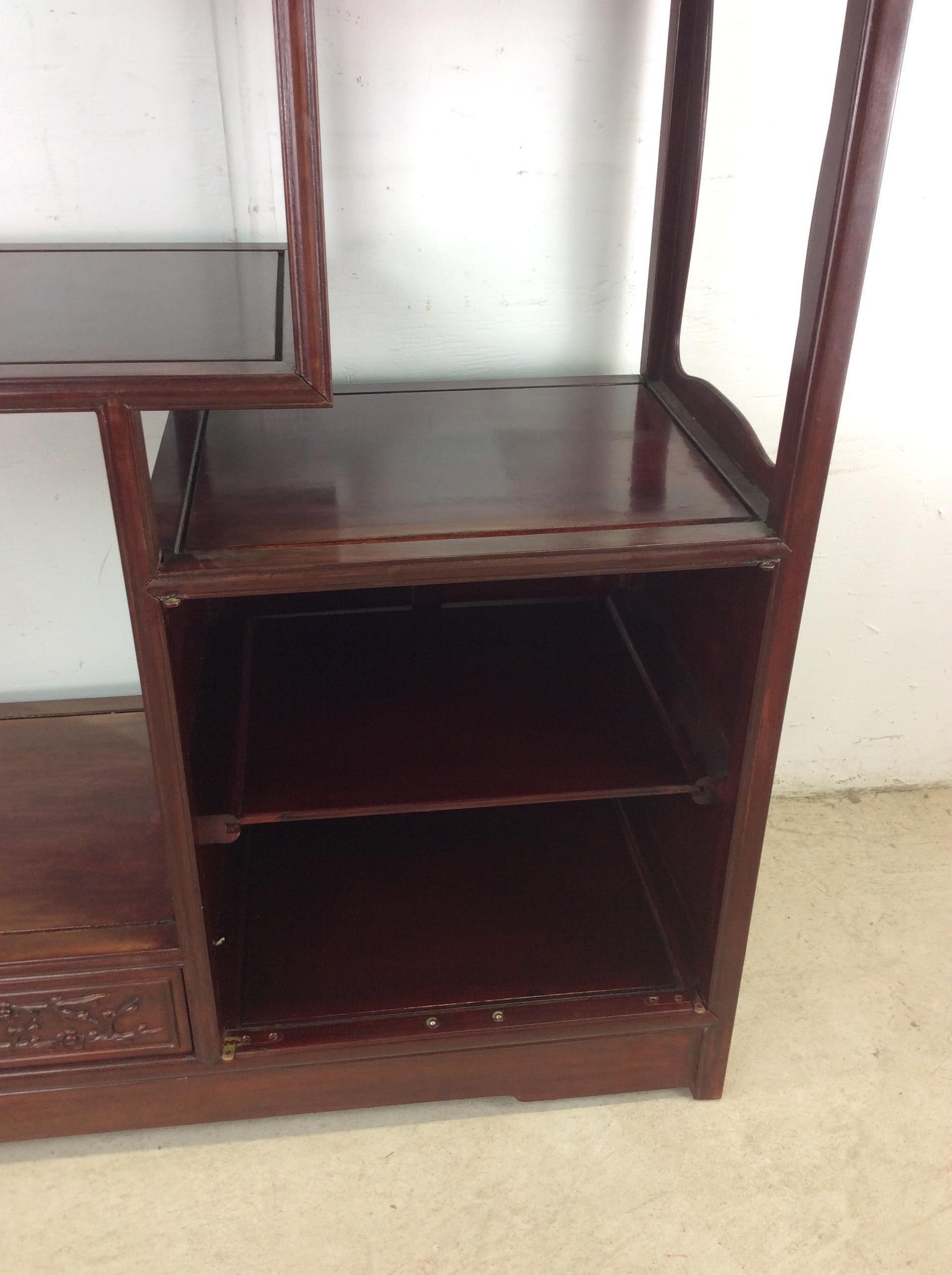 Legno Libreria asiatica vintage con cassetto e piccolo mobile in vendita
