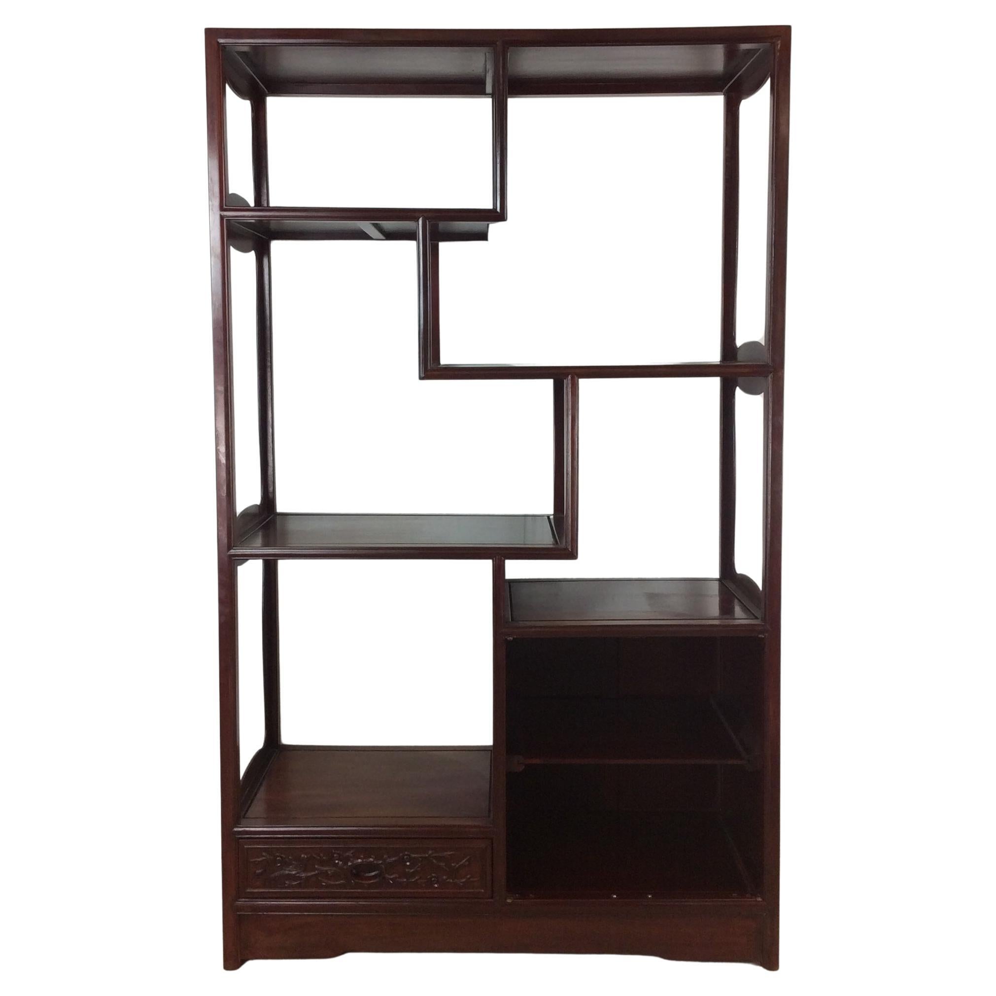 Librería asiática vintage con cajón y armario pequeño