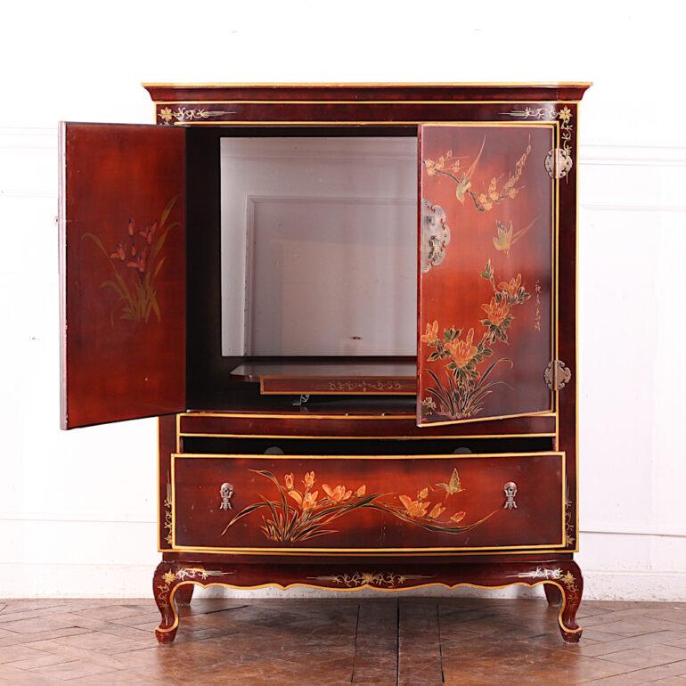 French Vintage Asian Bow-Front Cabinet