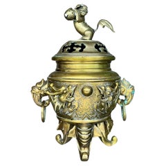 Vintage Asian Messing Drache Weihrauchbrenner