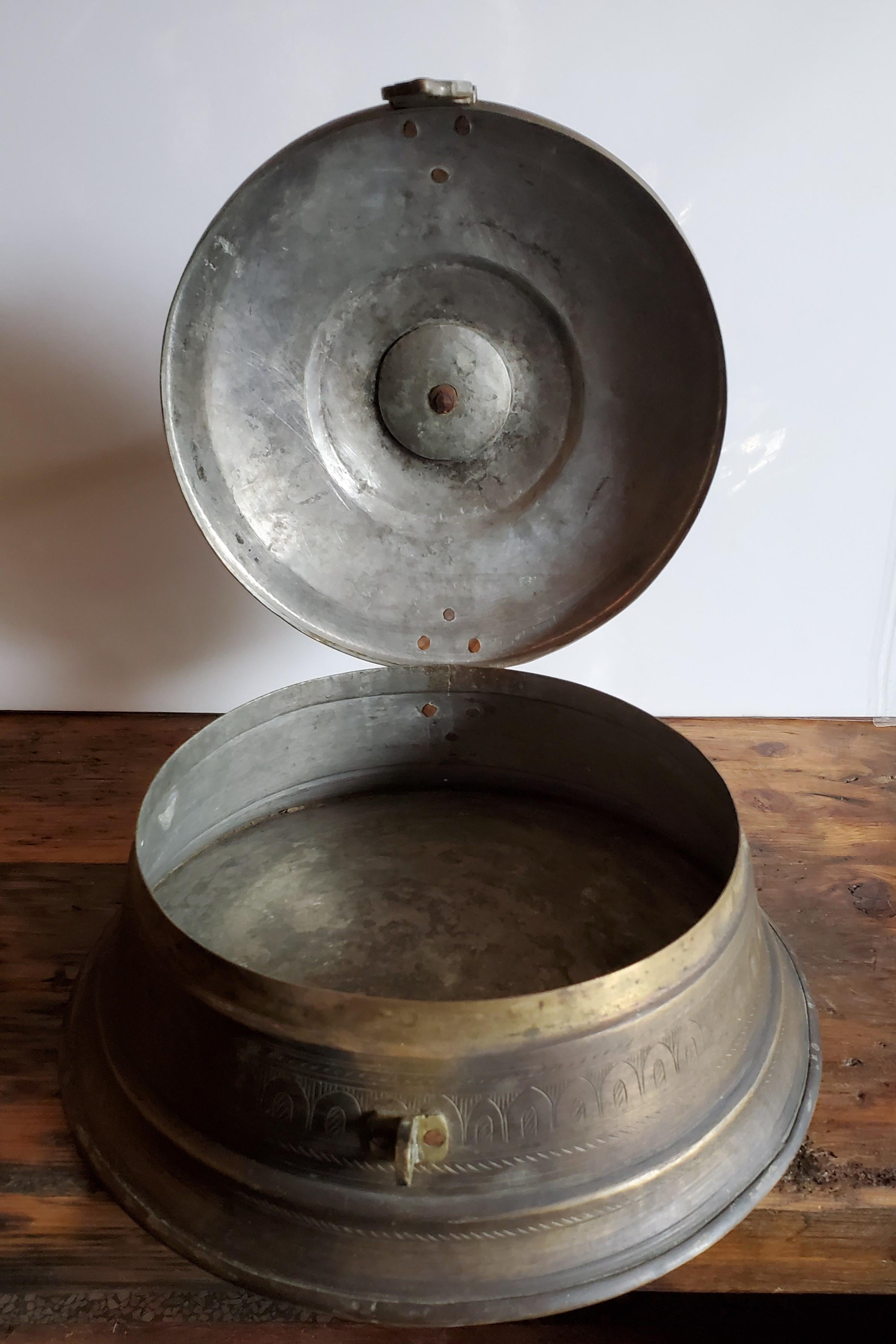 Mid-20th Century Vintage Asian Brass Spice Box or Canister For Sale