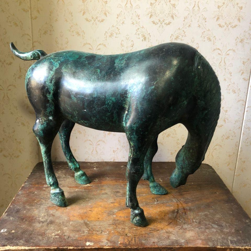 20th Century Vintage Asian Bronze Drinking Water Horse For Sale