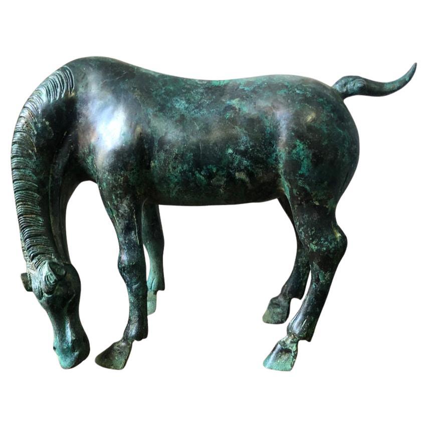 Vintage Asian Bronze Drinking Water Horse For Sale