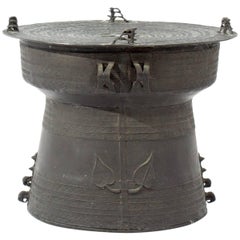 Vintage Asian Bronze Rain Drum Accent Table