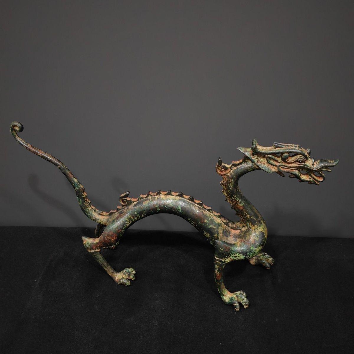Drago asiatico d'epoca in piedi in bronzo in vendita 4