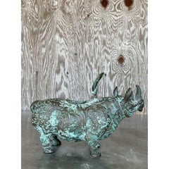 Vintage Asian Bronze Temple Rhino