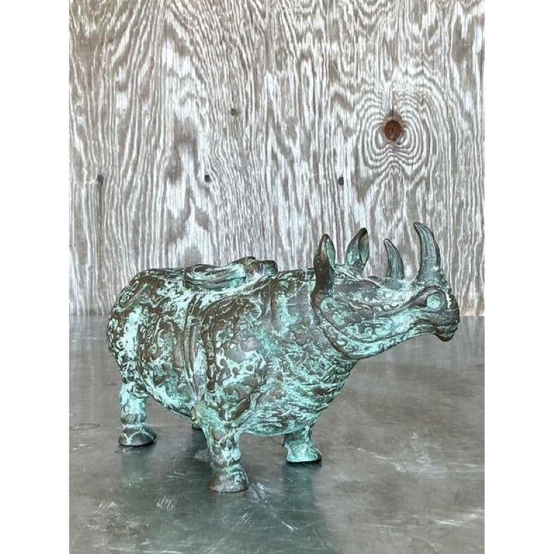 Americano Rinoceronte da tempio asiatico in bronzo vintage in vendita