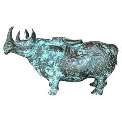 Vintage Asian Bronze Temple Rhino