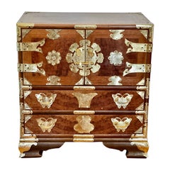 Vintage Asian Camphorwood Burl Lacquer Bandaji Style Chest