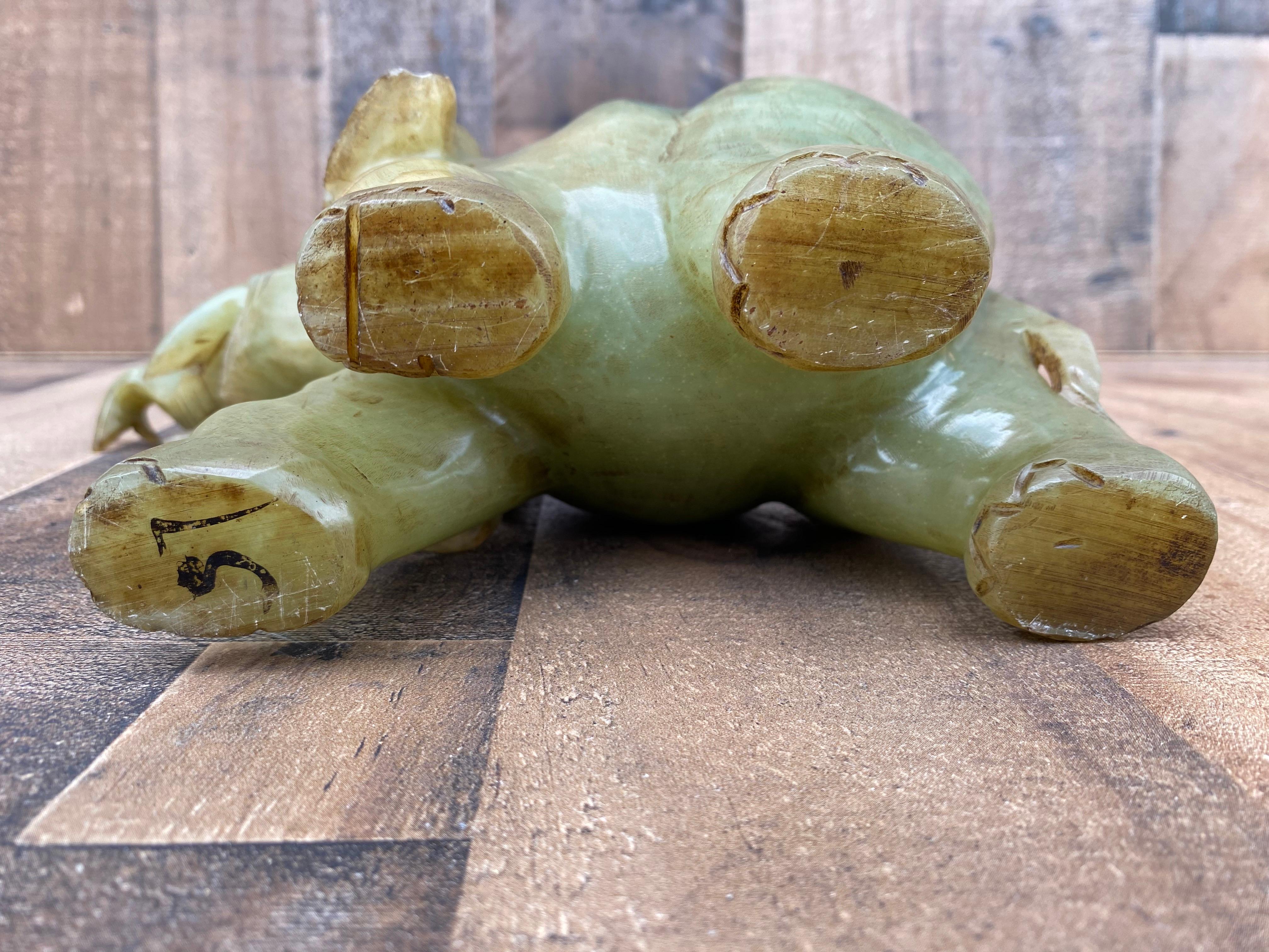Vintage Asian Carved Jade Style Stone Elephant Figurines - Set of 2 2