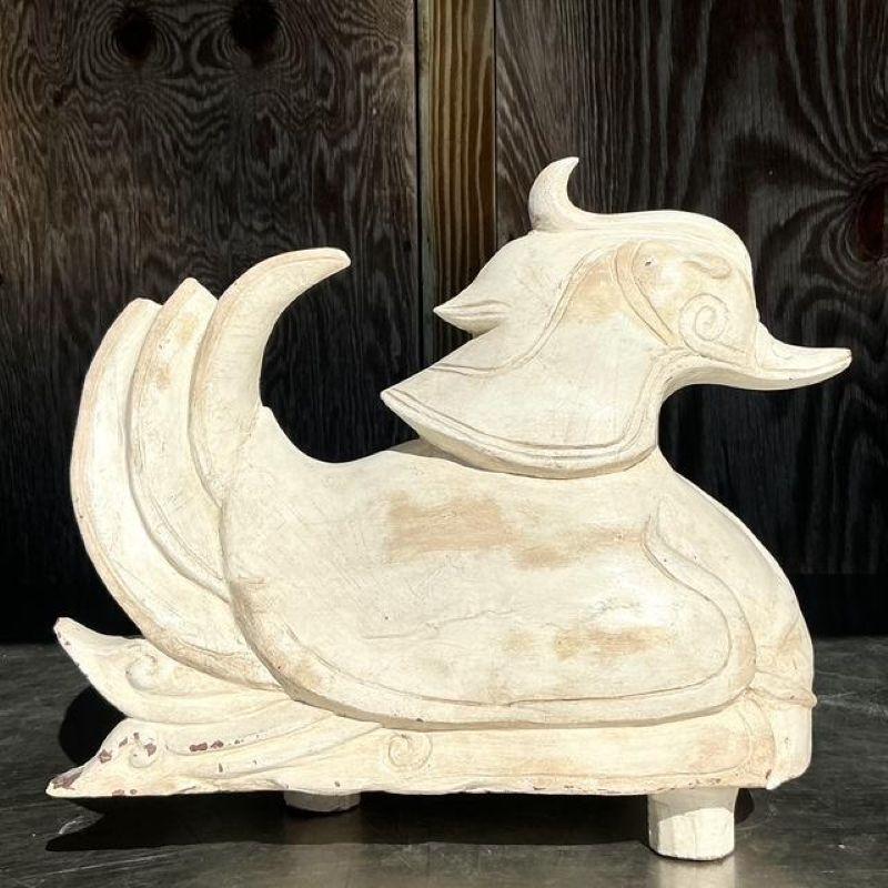 Americano Anatre asiatiche d'epoca in legno di mandarino intagliato - una coppia in vendita