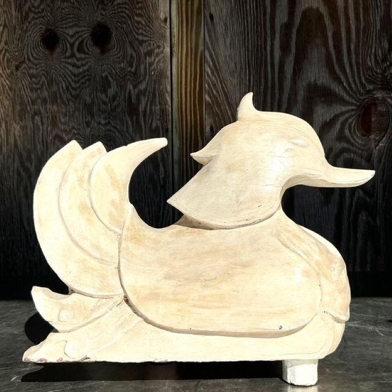 Legno Anatre asiatiche d'epoca in legno di mandarino intagliato - una coppia in vendita