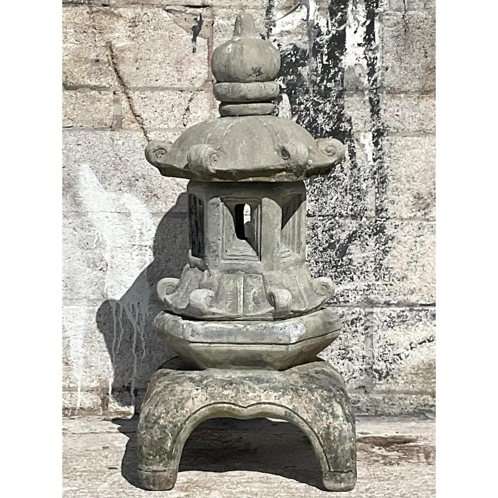 20th Century Vintage Asian Cast Cement Stacked Pagoda For Sale