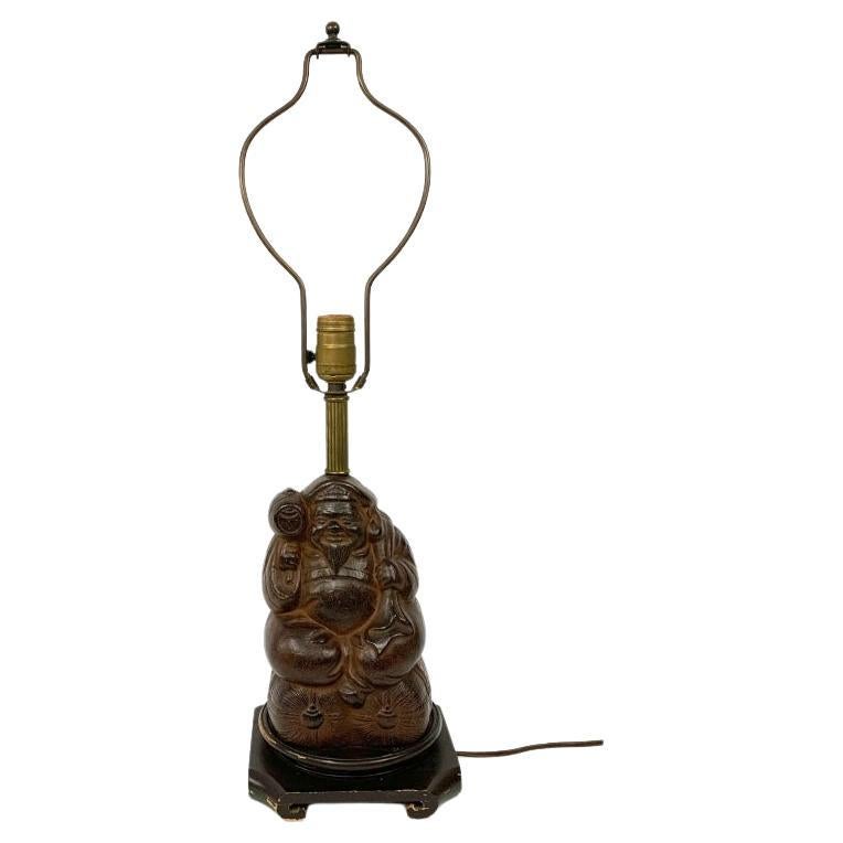 Vintage Asian Cast Iron Figural Form Table Lamp