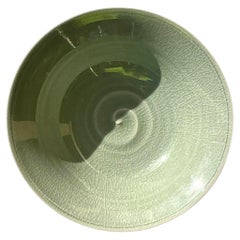 Cuenco vintage asiático de esmalte craquelado celadón