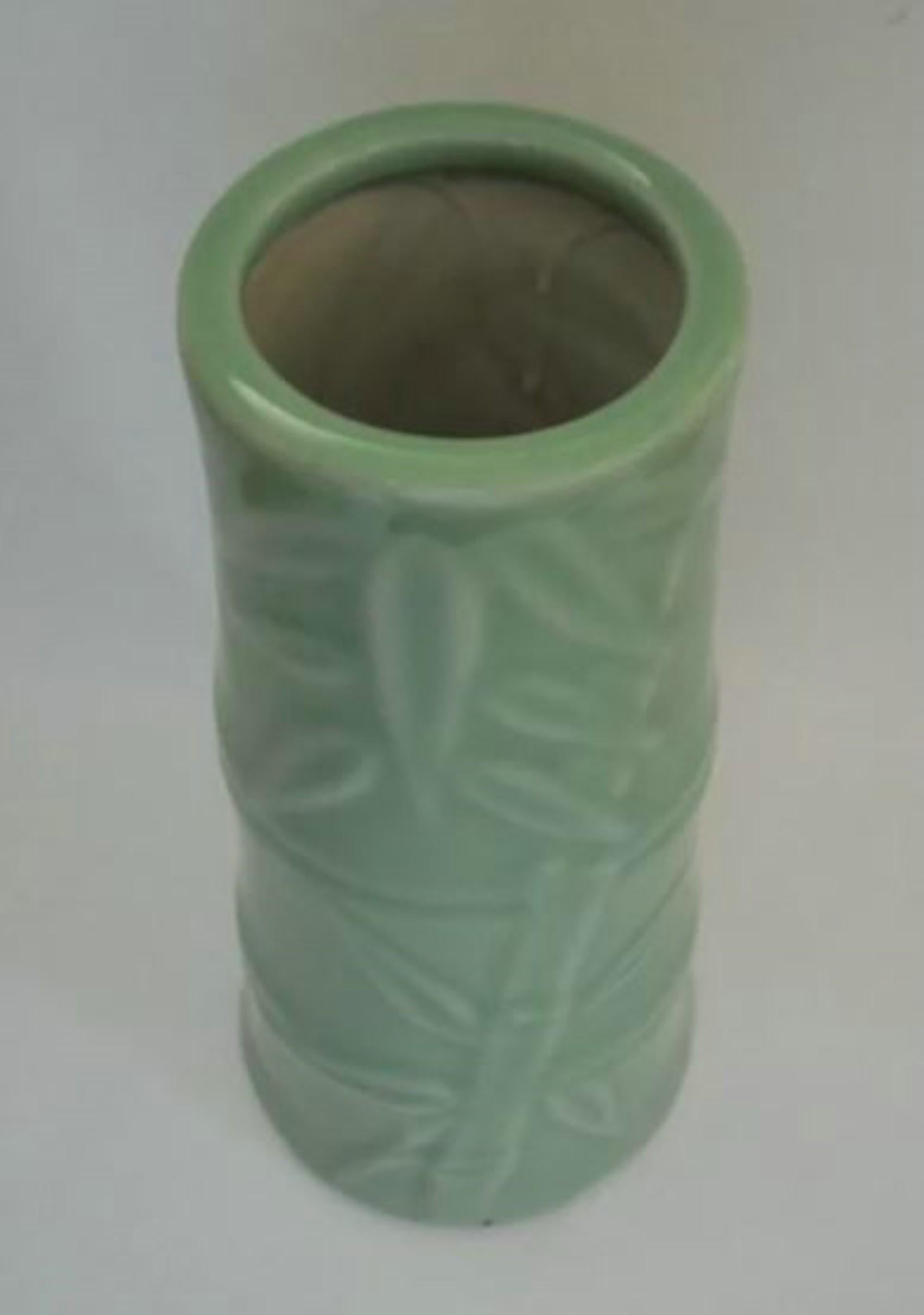 Vintage Asian Celadon Glazed Vase, Bamboo Form, Unsigned, Mid 20th Century For Sale 8